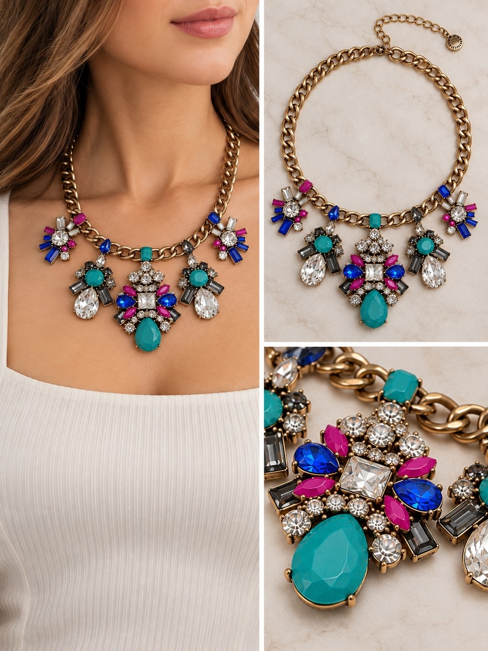 Multicolor Jeweled Statement Bib Necklace - J.Crew